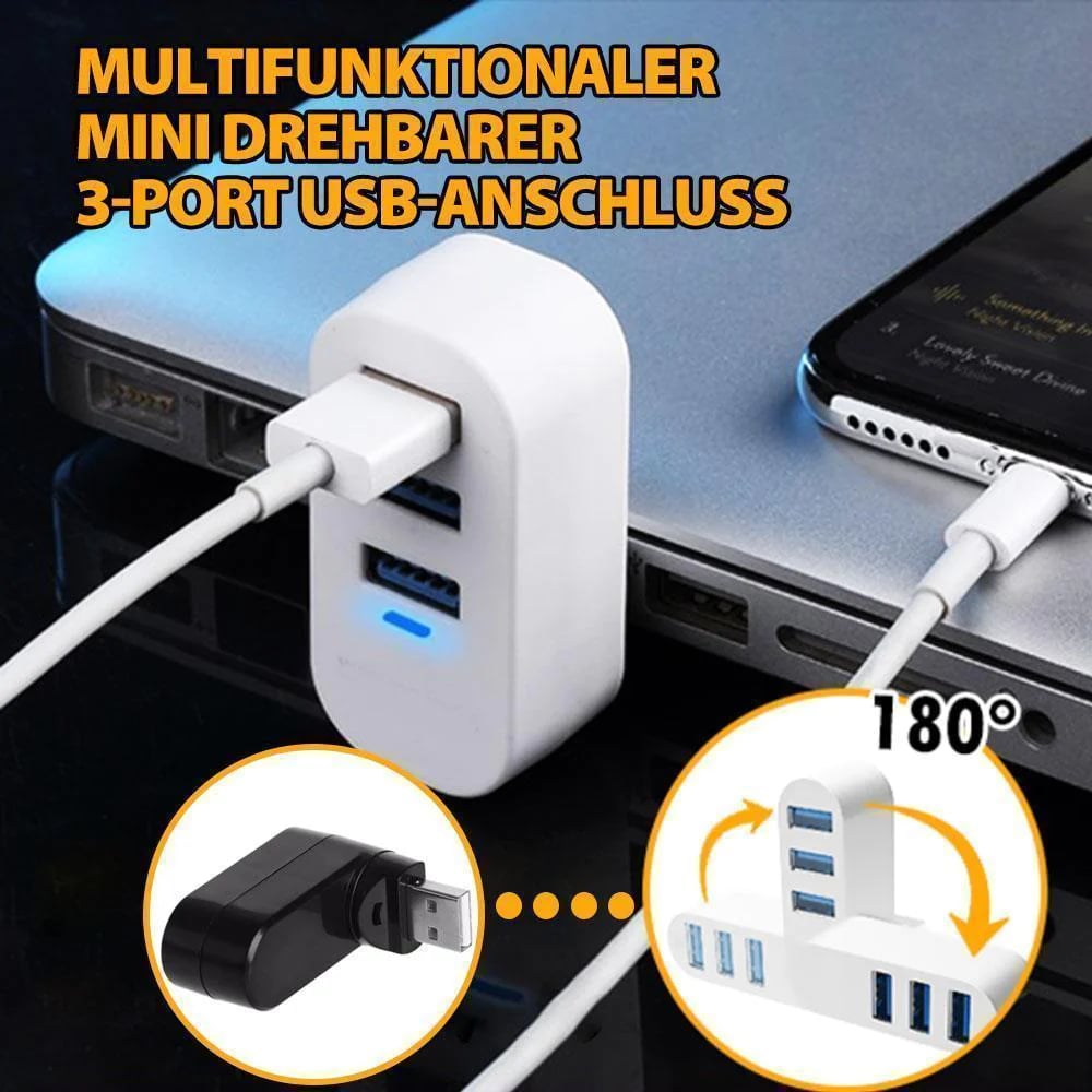 ✨Σταθμός σύνδεσης USB💻Πολυλειτουργική μίνι περιστρεφόμενη υποδοχή USB 3 θυρών