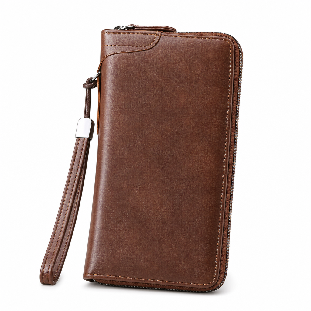 🛡️💳 Herren lange Geldbörse mit Reißverschluss | Kein unordentliches Portemonnaie, kein Suchen nach Karten – Großes Fassungsvermögen, multifunktionaler Kartenhalter & Clutch-Tasche ✨