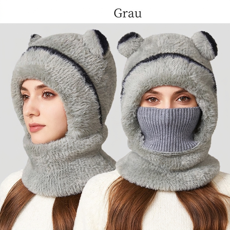 🐻✨ 3-in-1 Bärenmütze für den Winter – Inkl. Schal & Maske, Kuschelig ❄️