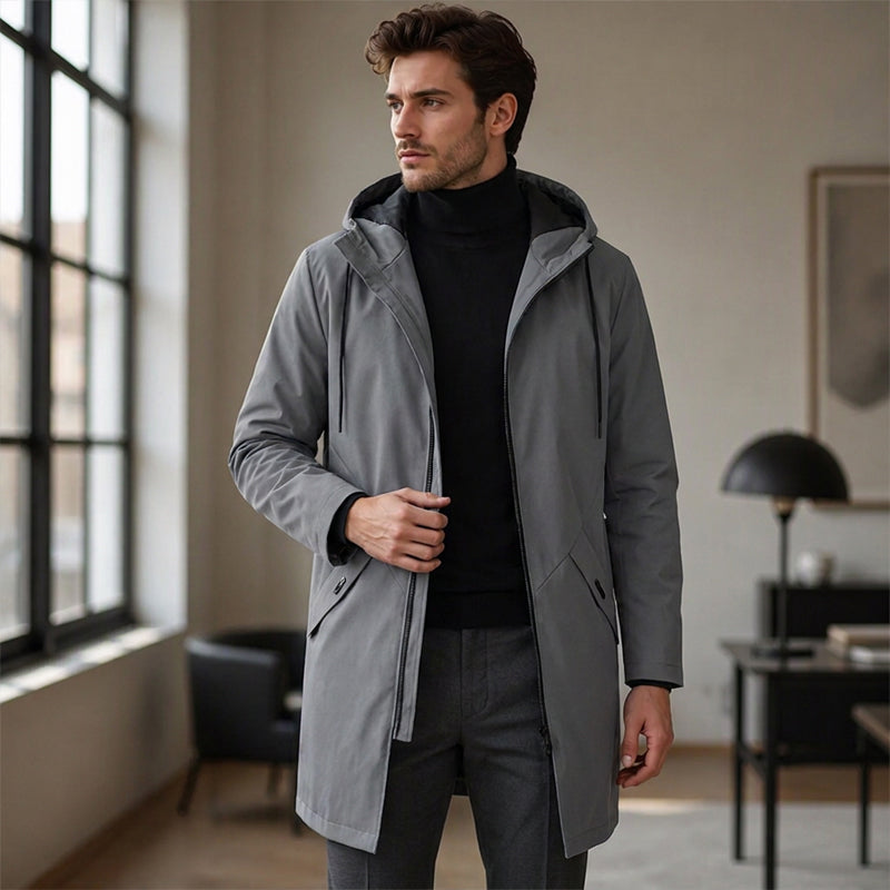 ❄️🧥 Herren Kapuzen-Trenchcoat in Mittlerer Länge – Elegant, Bequem & Vielseitig 🍂