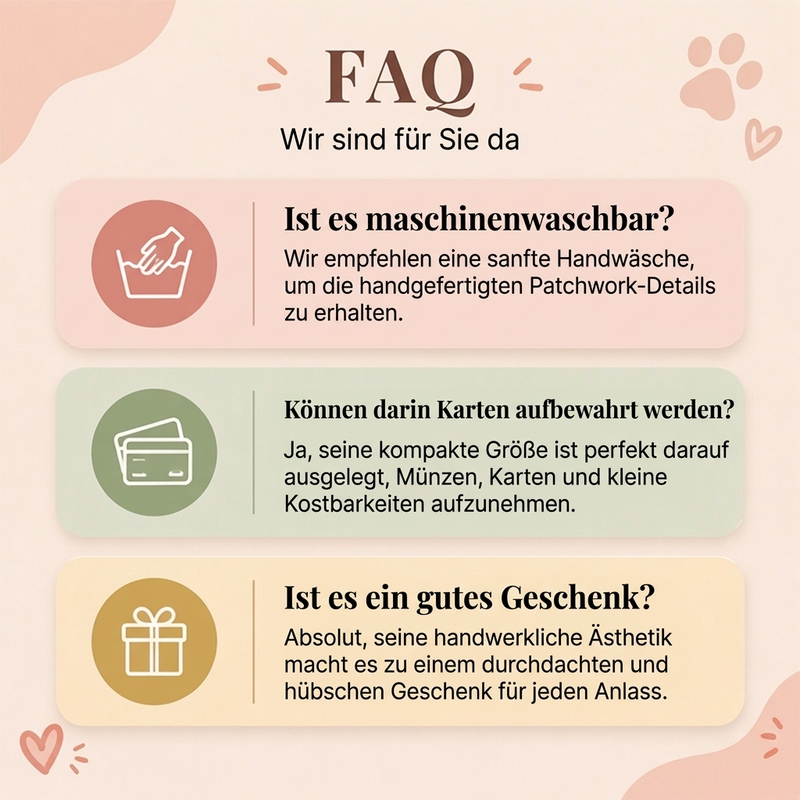 🐱✨ Handgemachter Katzen-Patchwork-Geldbeutel – Kreativ, Charmant & Einzigartig 🧵