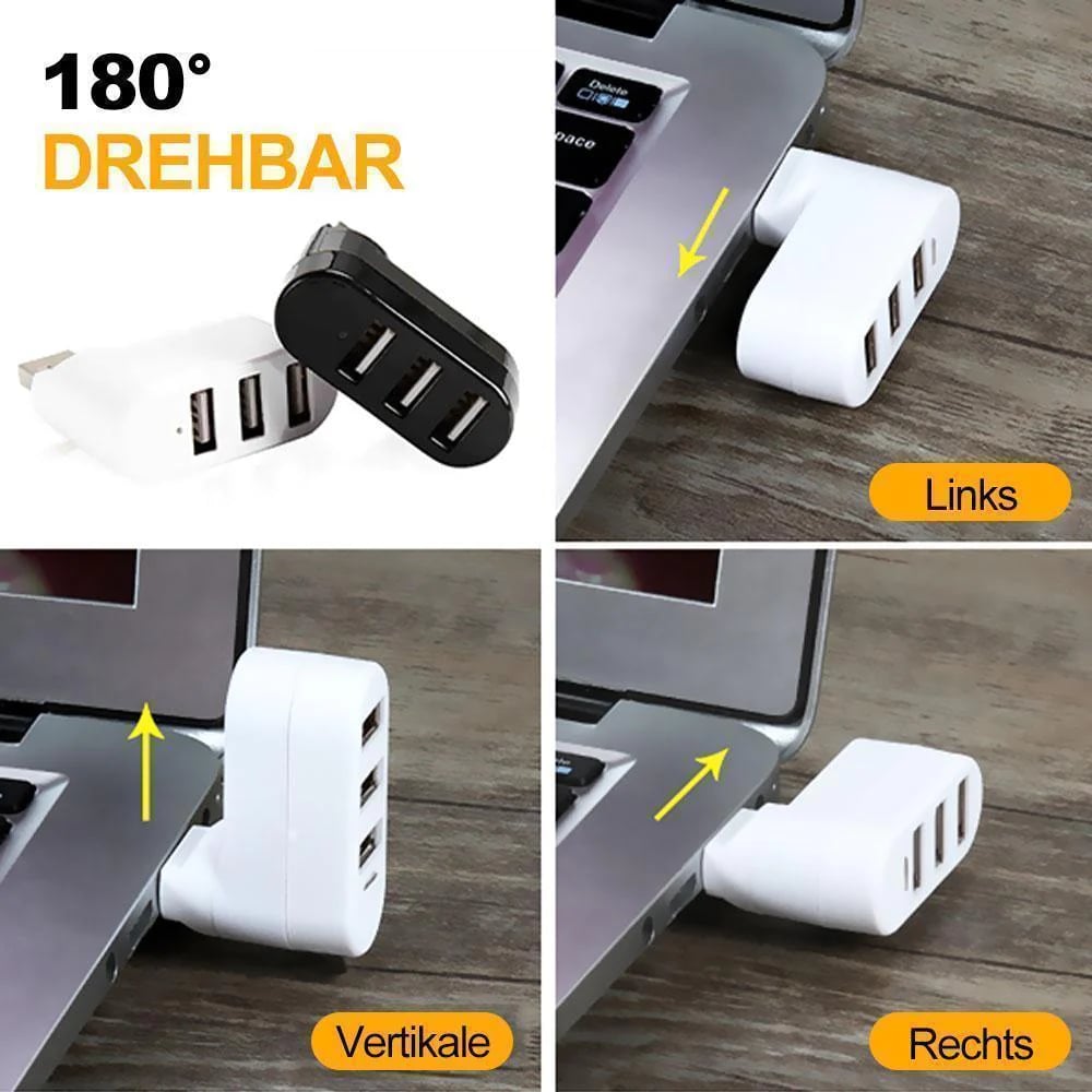 ✨Σταθμός σύνδεσης USB💻Πολυλειτουργική μίνι περιστρεφόμενη υποδοχή USB 3 θυρών