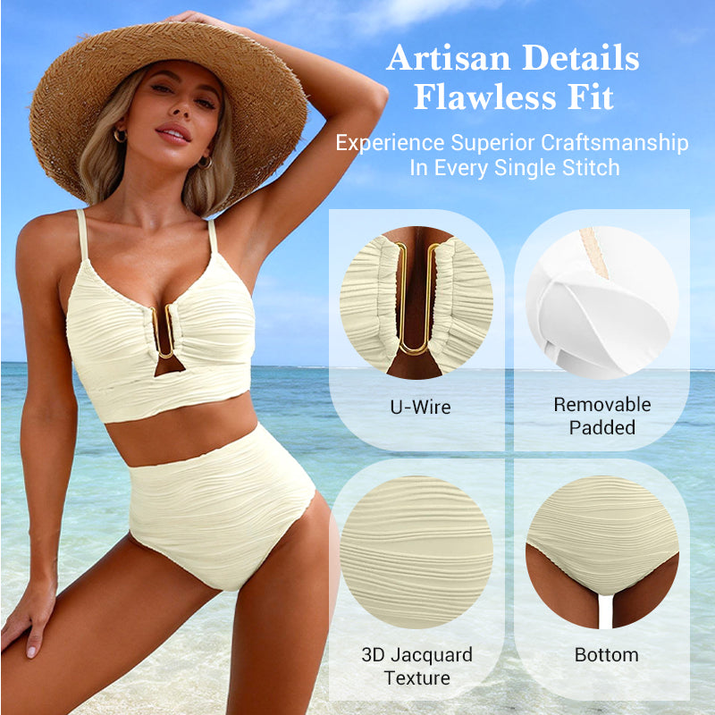 🔥 S-2XL 🌞 Дамски бикини с висока талия и push-up ефект 🌊👙