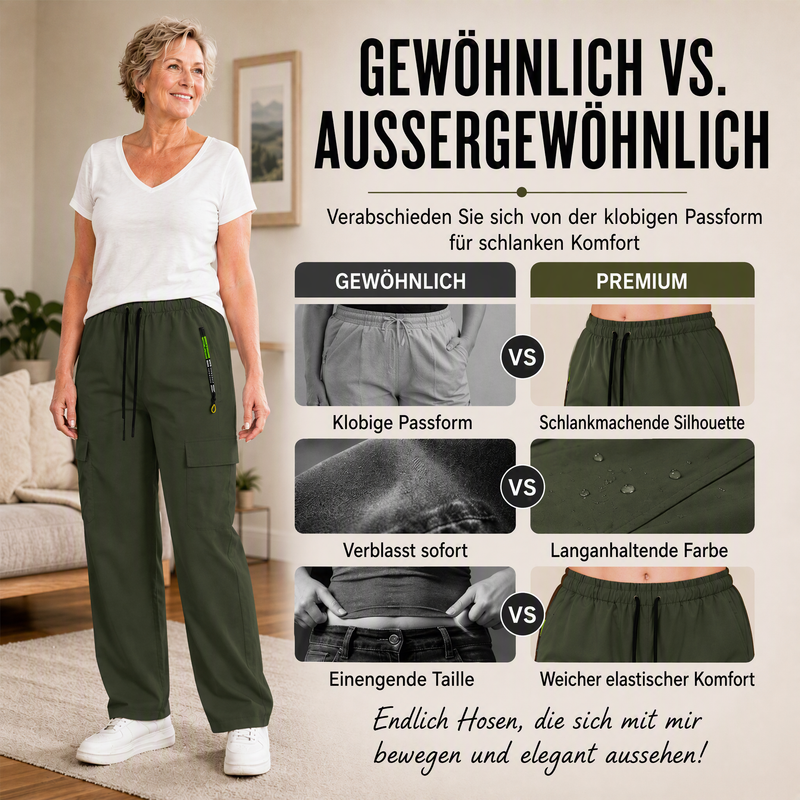 👩‍🔧👖 Vintage-Cargohose für Damen | Kein einengender Sitz, kein lästiges Suchen nach dem Handy – Lockere Passform, praktische Taschen & verstellbarer Bund ✨