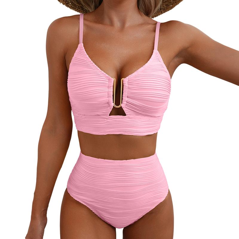 🔥 S-2XL 🌞 Дамски бикини с висока талия и push-up ефект 🌊👙