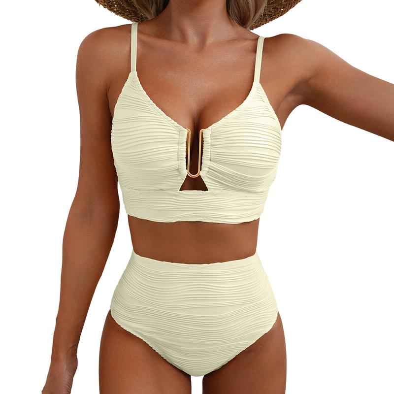 🔥 S-2XL 🌞 Дамски бикини с висока талия и push-up ефект 🌊👙
