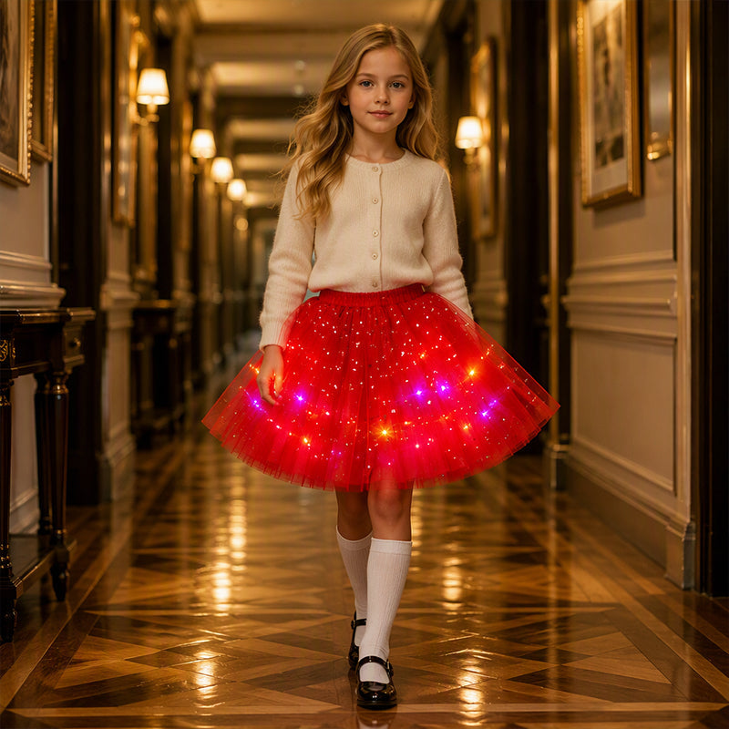 🎁💃 LED-Leucht-Pailletten-Tütü-Rock | Kein langweiliger Party-Look – Leuchtend, funkelnd & bequem für Mädchen und Erwachsene ✨
