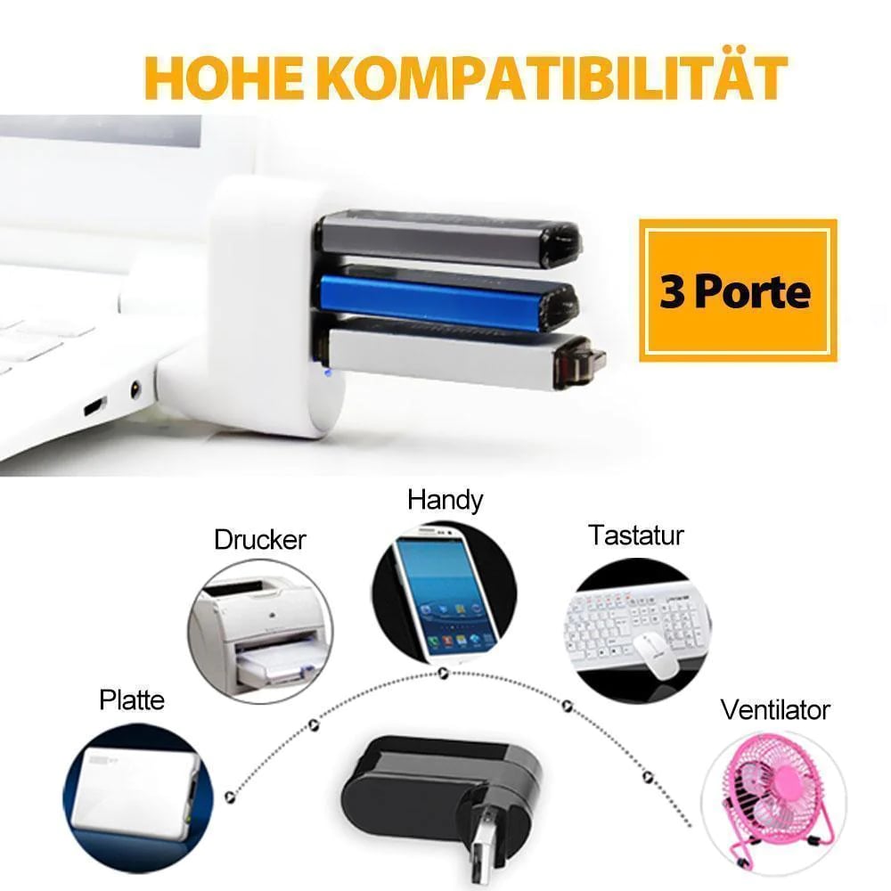 ✨Σταθμός σύνδεσης USB💻Πολυλειτουργική μίνι περιστρεφόμενη υποδοχή USB 3 θυρών