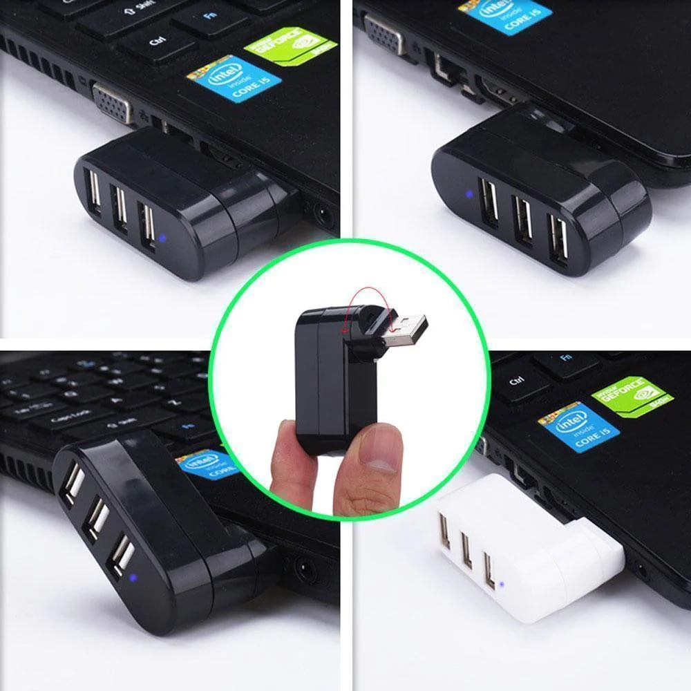 ✨Σταθμός σύνδεσης USB💻Πολυλειτουργική μίνι περιστρεφόμενη υποδοχή USB 3 θυρών