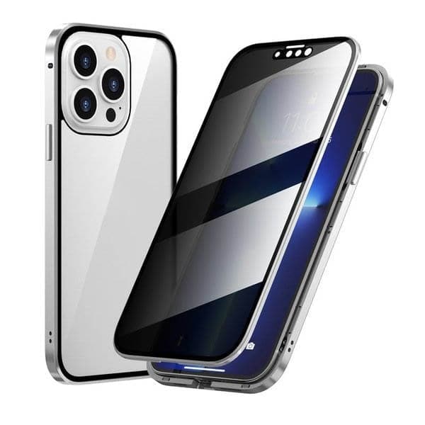 🔥 2026 Ζεστές Εκπτώσεις 🔥 Μαγνητική θήκη iPhone με γυαλί προστασίας προσωπικών δεδομένων και μεταλλικό πλαίσιο