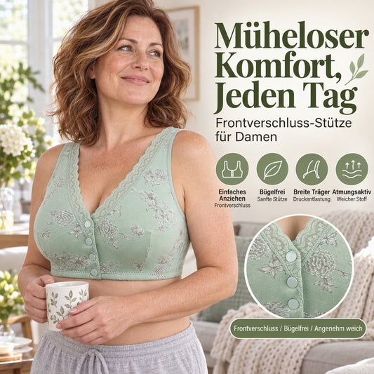 👙 Bügelloser BH in großen Größen mit Vorderverschluss & Blumenmuster | Kein Draht drückt, kein lästiges Über-Kopf-Ziehen – Weich, stützend & bequem für den ganzen Tag ✨