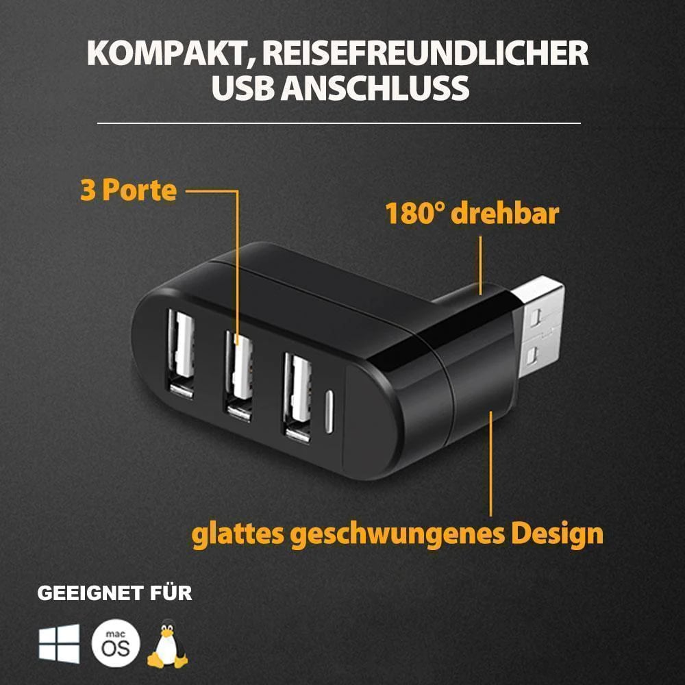 ✨Σταθμός σύνδεσης USB💻Πολυλειτουργική μίνι περιστρεφόμενη υποδοχή USB 3 θυρών