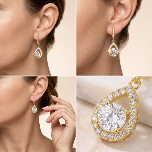 Elegáns Csepp Lógó Karika Fülbevaló 💎 – Időtálló Női Ékszer ✨
