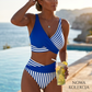 👙 Бикини с цветни блокове, размери S–3XL: Стилен и моделиращ фигурата двучастен бански костюм 🌊 – На склад и с наложен платеж 📦🚚