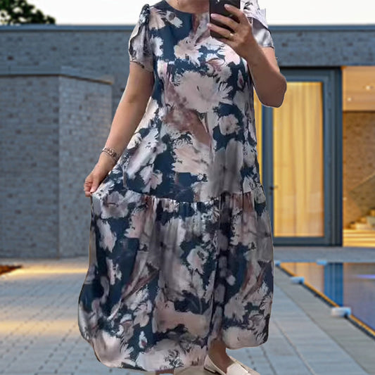 🔥 (S-4XL) 🌸 2025 Długa sukienka w kwiaty w rozmiarze plus size na wiosnę i lato