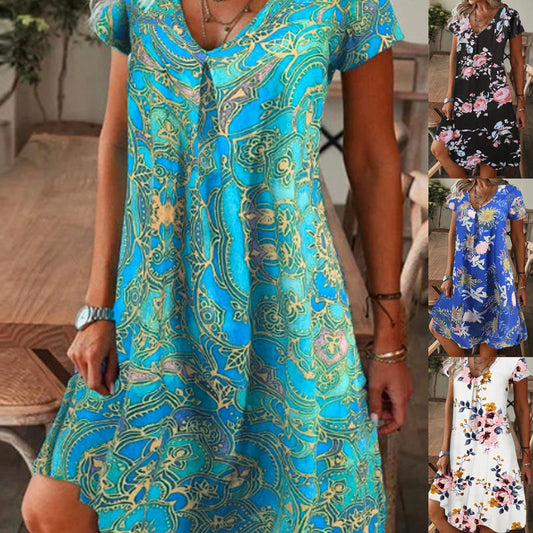 🔥【M-3XL】🌺👗 Elegancka sukienka w kwiaty ✨
