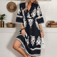 🔥[S-XL]👗 Casualowa sukienka z nadrukiem i dekoltem w serek ✨