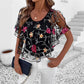 🌸[S-XL]🌟 Damska Bluzka z Mesh Patchwork w Druk 👚✨