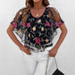🌸[S-XL]🌟 Damska Bluzka z Mesh Patchwork w Druk 👚✨