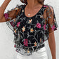 🌸[S-XL]🌟 Damska Bluzka z Mesh Patchwork w Druk 👚✨