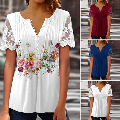 🔥[S-2XL]💖 Damski miękki, casualowy top z koronkowym rękawem 🌸👚