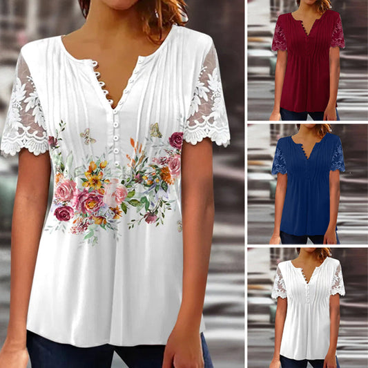🔥[S-2XL]💖 Damski miękki, casualowy top z koronkowym rękawem 🌸👚