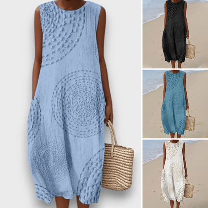 🔥【S-4XL】👗🌸 Sukienka plażowa bez rękawów z haftowanymi wzorami ✨