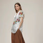 💖 [S-4XL] 🌺👚 Damska bluzka z krótkim rękawem V-neck z kwiatowym nadrukiem
