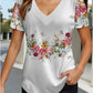 💖 [S-4XL] 🌺👚 Damska bluzka z krótkim rękawem V-neck z kwiatowym nadrukiem