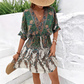 🌿[S-2XL]🎀💃 Sukienka Boho Retro z rękawem 3/4 i dekoltem w serek