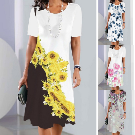 🎉 [S-4XL] 🌺👗 Elegancka damska sukienka casualowa z nadrukiem