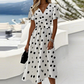 💋 [S-2XL] 👗 Sukienka midi z dekoltem w szpic i nadrukiem Moda Damska