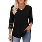 💖 [S-3XL] 👚 2025 Nowe damskie bluzki z rękawami 3/4 Modne koszulki z dekoltem w serek