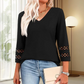 💖 [S-3XL] 👚 2025 Nowe damskie bluzki z rękawami 3/4 Modne koszulki z dekoltem w serek