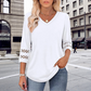 💖 [S-3XL] 👚 2025 Nowe damskie bluzki z rękawami 3/4 Modne koszulki z dekoltem w serek