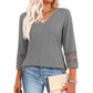 💖 [S-3XL] 👚 2025 Nowe damskie bluzki z rękawami 3/4 Modne koszulki z dekoltem w serek