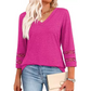 💖 [S-3XL] 👚 2025 Nowe damskie bluzki z rękawami 3/4 Modne koszulki z dekoltem w serek