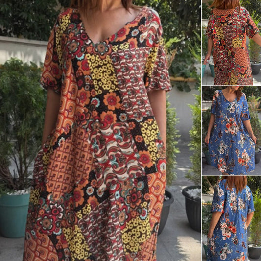 🌸[S-5XL]👗 Miękka damska sukienka z dekoltem w szpic
