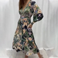 🌸 [S-5XL] 👗 Elegancka Sukienka z Dekoltem w Serek w Wzór