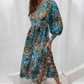 🌸 [S-5XL] 👗 Elegancka Sukienka z Dekoltem w Serek w Wzór