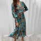 🌸 [S-5XL] 👗 Elegancka Sukienka z Dekoltem w Serek w Wzór