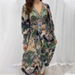 🌸 [S-5XL] 👗 Elegancka Sukienka z Dekoltem w Serek w Wzór