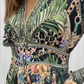🌸 [S-5XL] 👗 Elegancka Sukienka z Dekoltem w Serek w Wzór