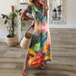 🌿[S-4XL]👗 Sukienka maxi dla kobiet z dekoltem w serek i rozcięciem