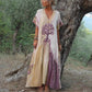 ✨️ [S-4XL] 🌞🎨 Elegancka Sukienka Maxi z Dekoltem w Serek w Gradientzie 👗