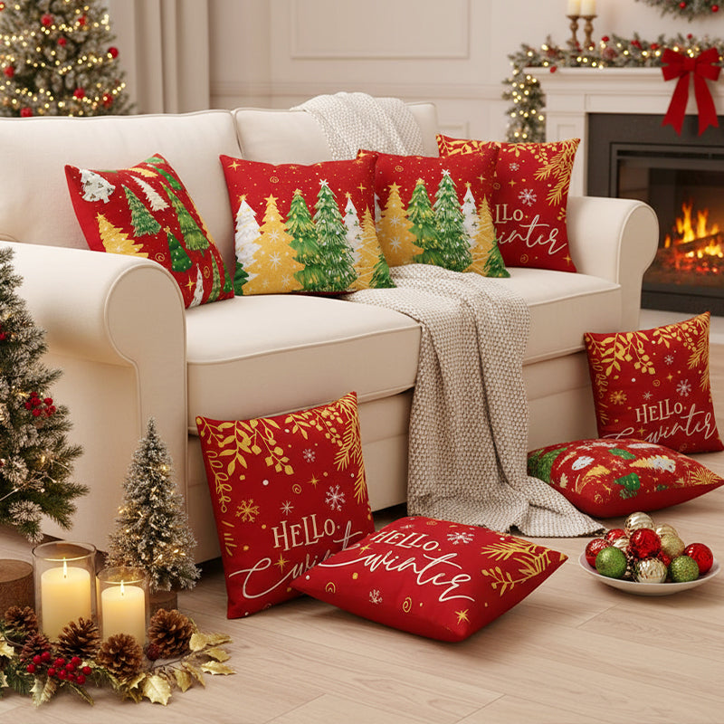 🎄 Γοητευτικές μαξιλαροθήκες με χριστουγεννιάτικο θέμα (σετ 4 τεμαχίων) 🦌