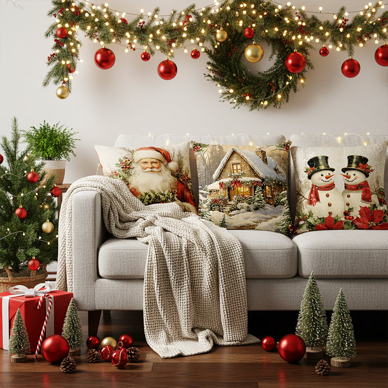 🎄 Γοητευτικές μαξιλαροθήκες με χριστουγεννιάτικο θέμα (σετ 4 τεμαχίων) 🦌