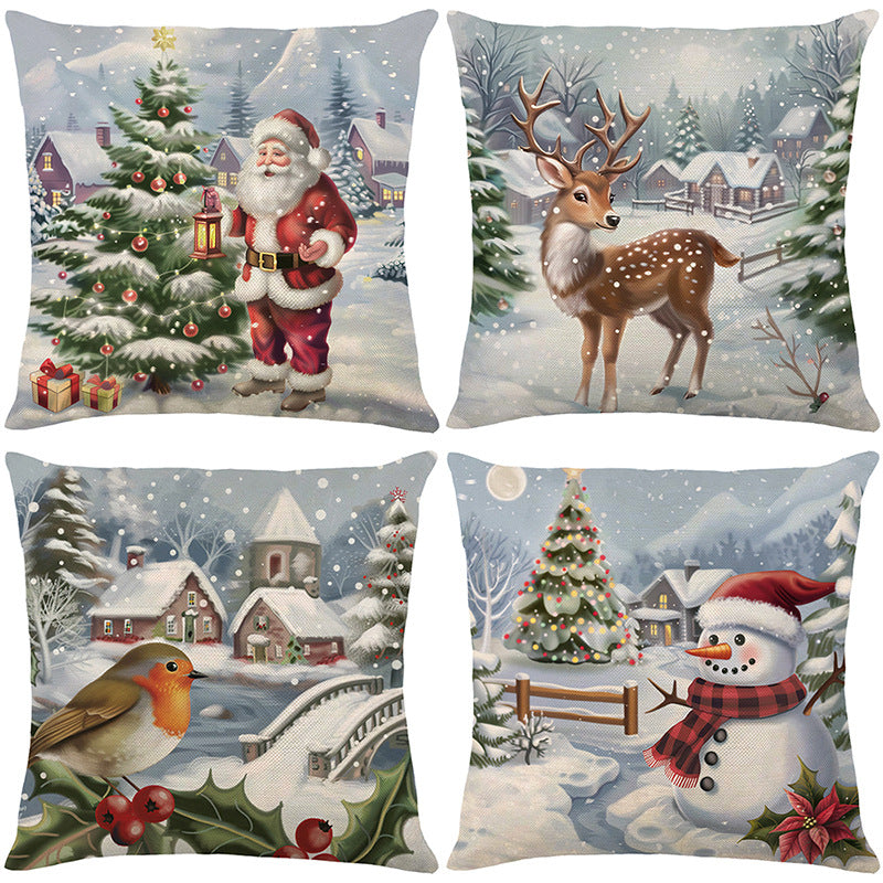 🎄 Γοητευτικές μαξιλαροθήκες με χριστουγεννιάτικο θέμα (σετ 4 τεμαχίων) 🦌