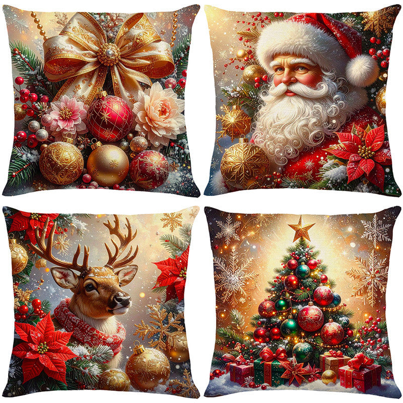 🎄 Γοητευτικές μαξιλαροθήκες με χριστουγεννιάτικο θέμα (σετ 4 τεμαχίων) 🦌