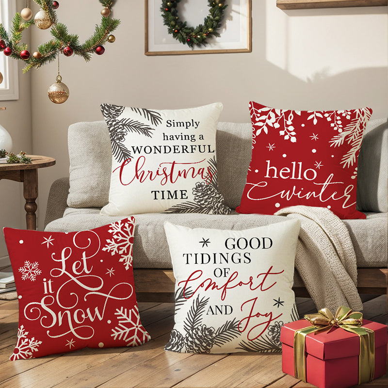 🎄 Γοητευτικές μαξιλαροθήκες με χριστουγεννιάτικο θέμα (σετ 4 τεμαχίων) 🦌